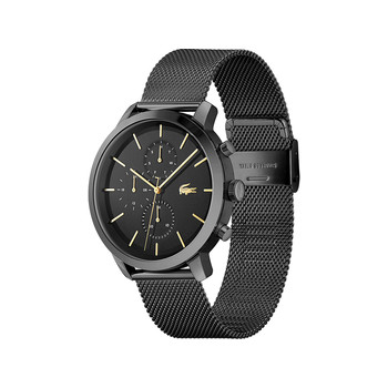 Montre Lacoste homme  acier noir maille milanaise