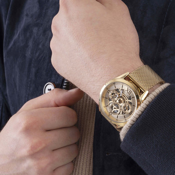 Montre GUESS homme bracelet acier doré jaune