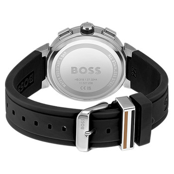 BOSS One herenhorloge van roestvrij staal met zwarte siliconen band