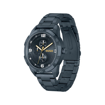 HUGO Grip men's watch steel bracelet blue