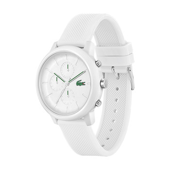 LACOSTE.12.12 chrono herenhorloge met witte siliconen band