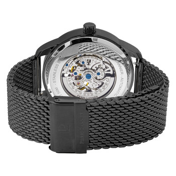 Montre PIERRE LANNIER automatic homme automatique acier bleu bracelet acier noir