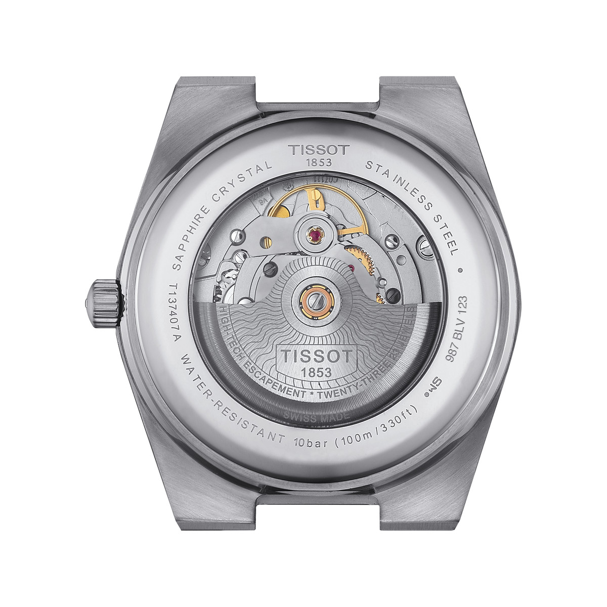 Montre TISSOT PRX POWERMATIC homme automatique cadran bleu clair bracelet gris - vue 3