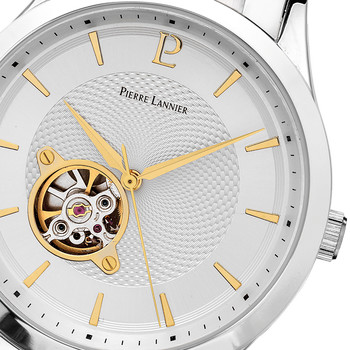 Montre PIERRE LANNIER fleuret homme automatique bracelet acier argent