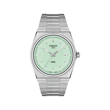 Montre TISSOT T-CLASSIC PRX 40 homme cadran vert bracelet acier gris