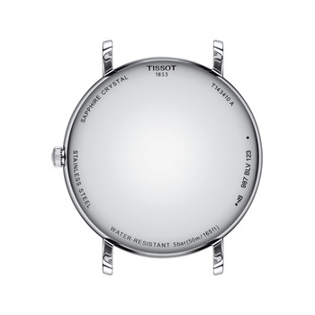 TISSOT T-CLASSIC EVERYTIME men's watch blue dial black leather strap