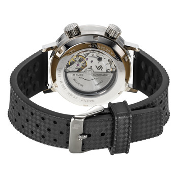 Montre LIP Grande Nautic-Océan homme automatique cadran bleu, bracelet caoutchouc noir, boitier acier inoxydable