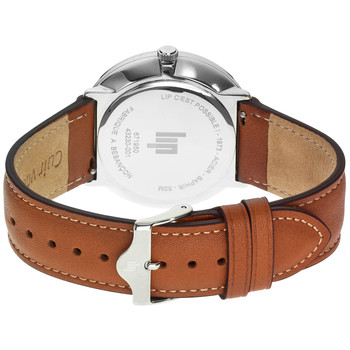 Montre LIP C'est possible homme cadran gris bracelet cuir marron boitier acier