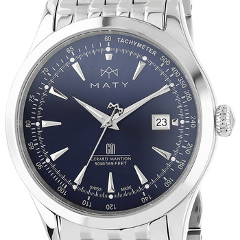MATY GM horloge donkerblauw wijzerplaat stalen armband