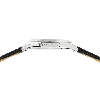 MATY GM horloge zwarte wijzerplaat zwarte leren band