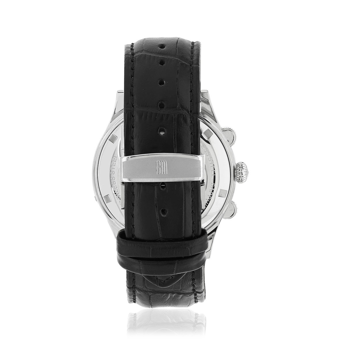 Montre MATY GM automatique chronographe cadran noir bracelet cuir noir - vue 3