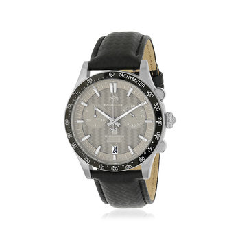 Montre MATY GM chronographe cadran taupe bracelet cuir noir