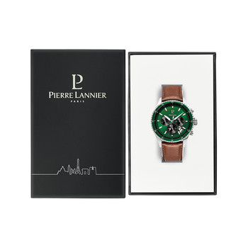 Montre PIERRE LANNIER cronos homme bracelet cuir brun