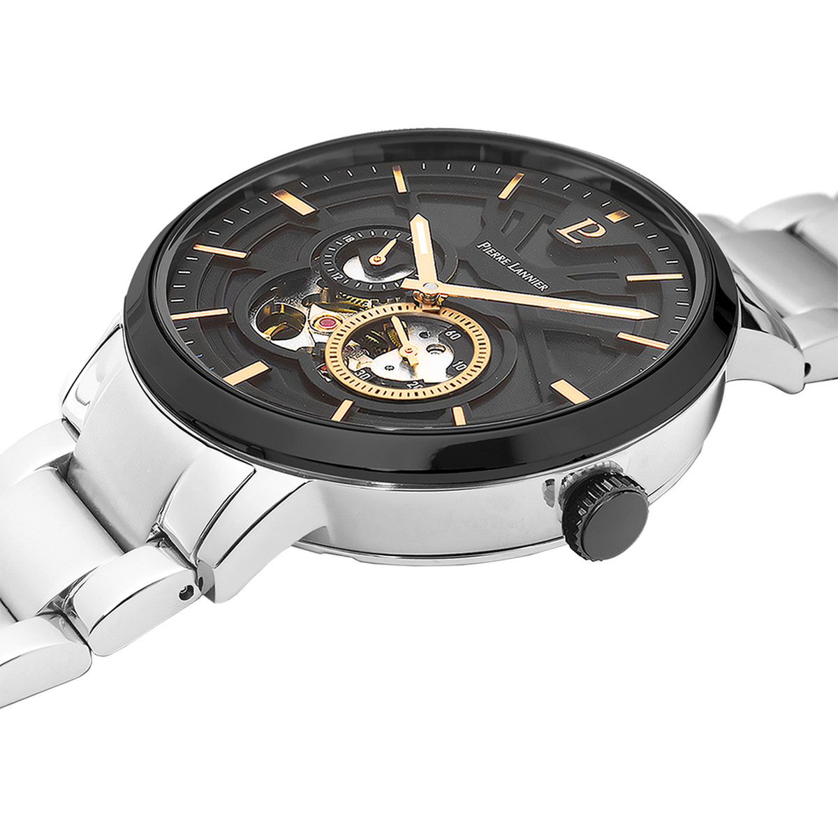 Montre PIERRE LANNIER trio homme automatique, bracelet acier - vue 2