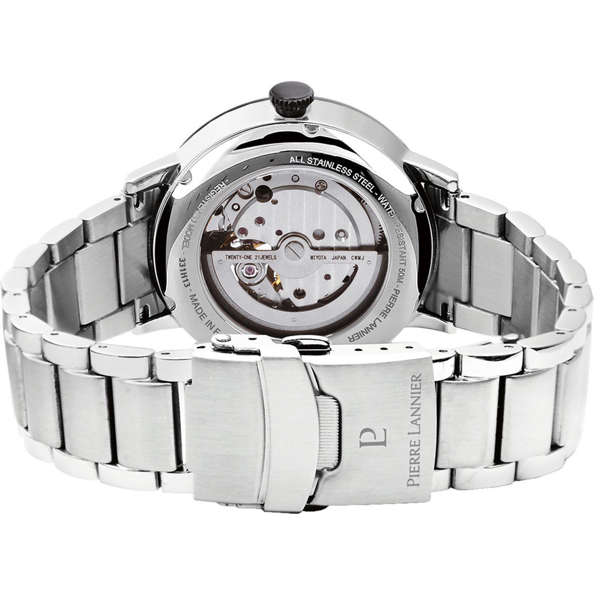 Montre PIERRE LANNIER trio homme automatique, bracelet acier - vue 3