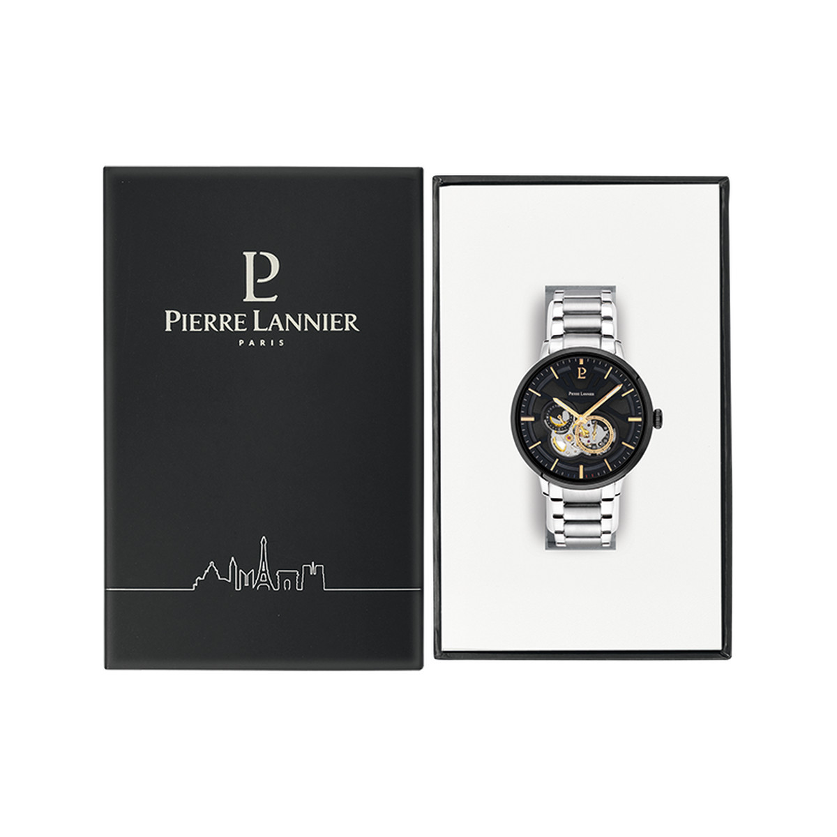 Montre PIERRE LANNIER trio homme automatique, bracelet acier - vue D1