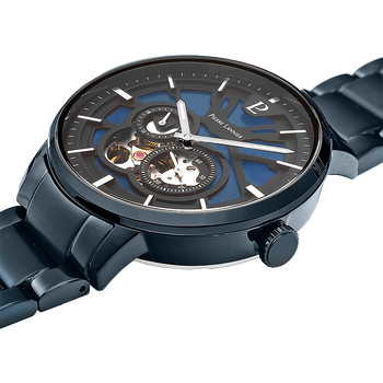Montre PIERRE LANNIER trio homme automatique, bracelet acier bleu