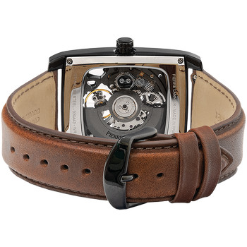 Montre PIERRE LANNIER hector homme automatique, bracelet cuir brun