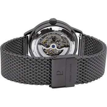 Coffret Montre PIERRE LANNIER paddock homme automatique bracelet acier milanais noir et bracelet cuir noir