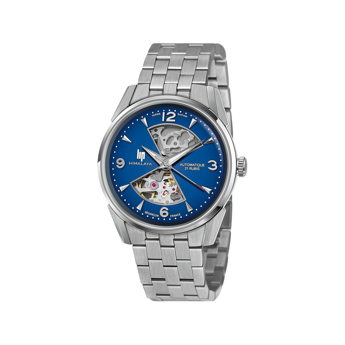 Montre LIP Himalaya Sablier homme automatique cadran bleu bracelet acier boitier acier inoxydable 40mm
