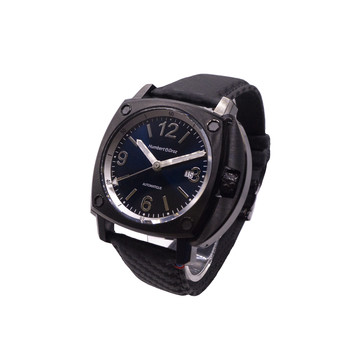 HUMBERT-DROZ hd11 men's automatic watch, black leather strap