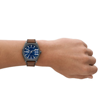 DIESEL scraper men's watch brown leather strap