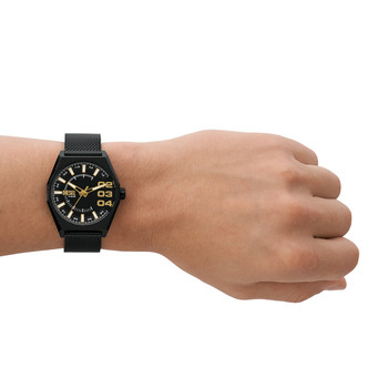 DIESEL scraper men's watch black stainless steel bracelet