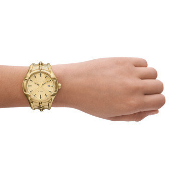 DIESEL green watch man stainless steel bracelet gold