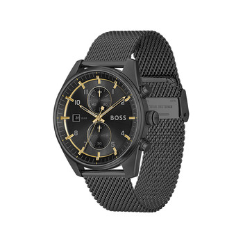 BOSS sport lux heren chronograaf horloge zwart roestvrij stalen armband