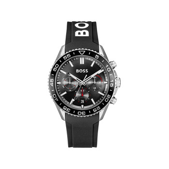 BOSS sport lux heren chronograaf horloge zwarte siliconen band