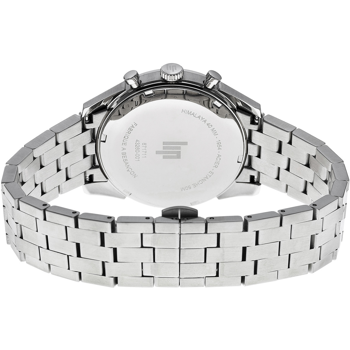 Montre LIP homme chronographe, bracelet métal argent - vue 3
