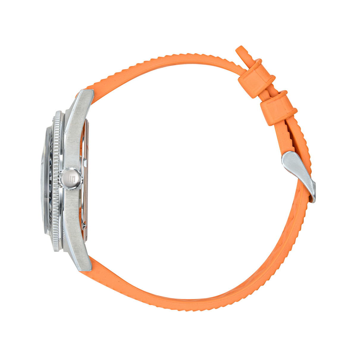 Montre LIP homme automatique, bracelet caoutchouc orange - vue 2