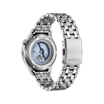 Montre CITIZEN platform homme mecanique, bracelet acier inoxydable gris argent