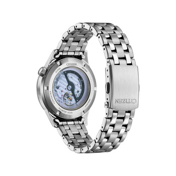 Montre CITIZEN platform homme mecanique, bracelet acier inoxydable gris argent