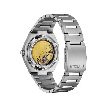 Montre CITIZEN super titanium homme mecanique, bracelet titane gris argent