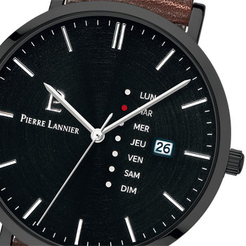 Montre PIERRE LANNIER Data homme bracelet cuir brun