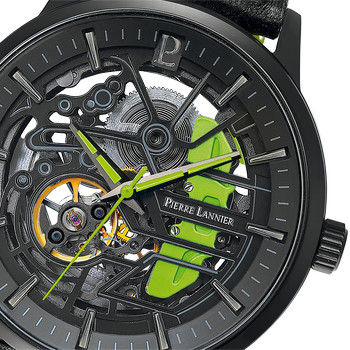 Montre PIERRE LANNIER Paddock homme automatique bracelet cuir noir