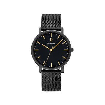 Coffret Montre PIERRE LANNIER Essential homme acier noir et bracelet cuir brun