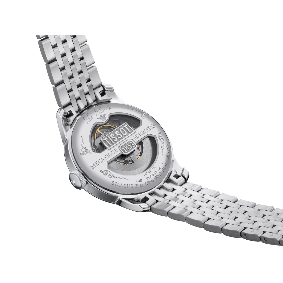 Montre TISSOT T-CLASSIC LE LOCLE 20TH ANNIVERSARY POWERMATIC 80 homme automatique, cadran gris bracelet acier inoxydable - vue D2