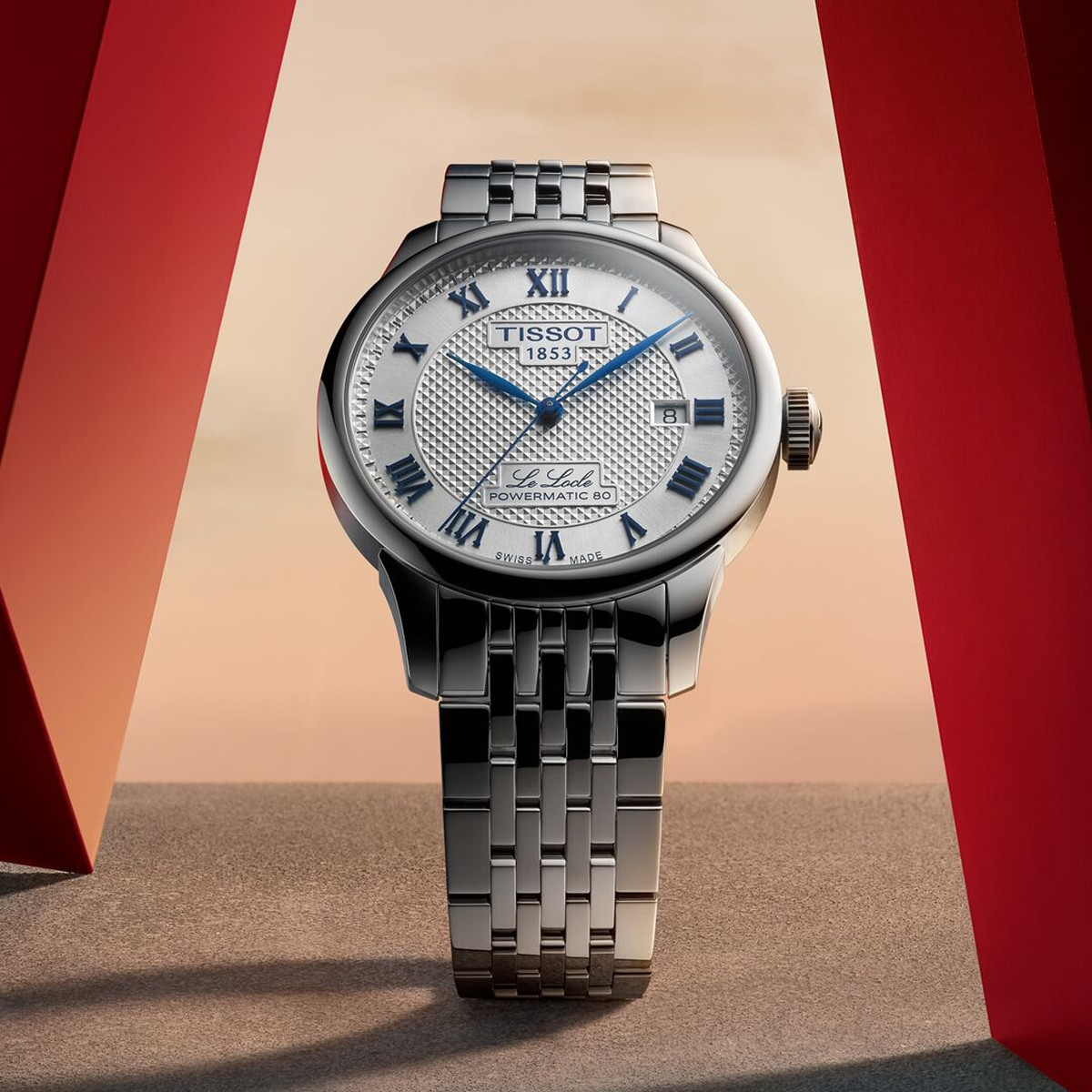 Montre TISSOT T-CLASSIC LE LOCLE 20TH ANNIVERSARY POWERMATIC 80 homme automatique, cadran gris bracelet acier inoxydable - vue D4