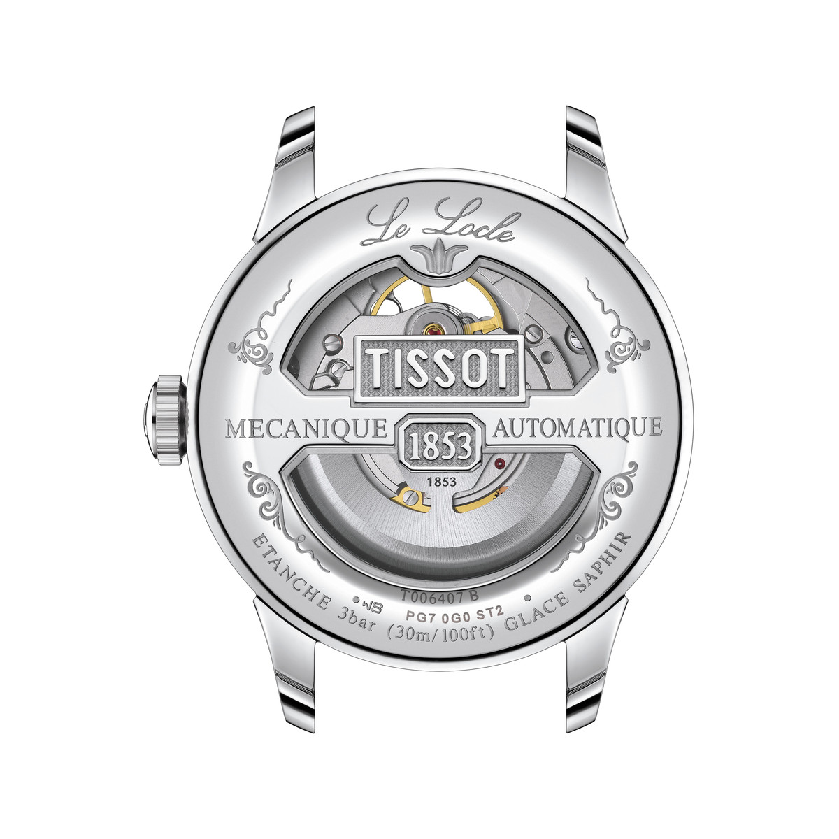 Montre TISSOT LE LOCLE POWERMATIC 80 OPEN HEART homme automatique cadran gris bracelet cuir synthétique brun - vue 3