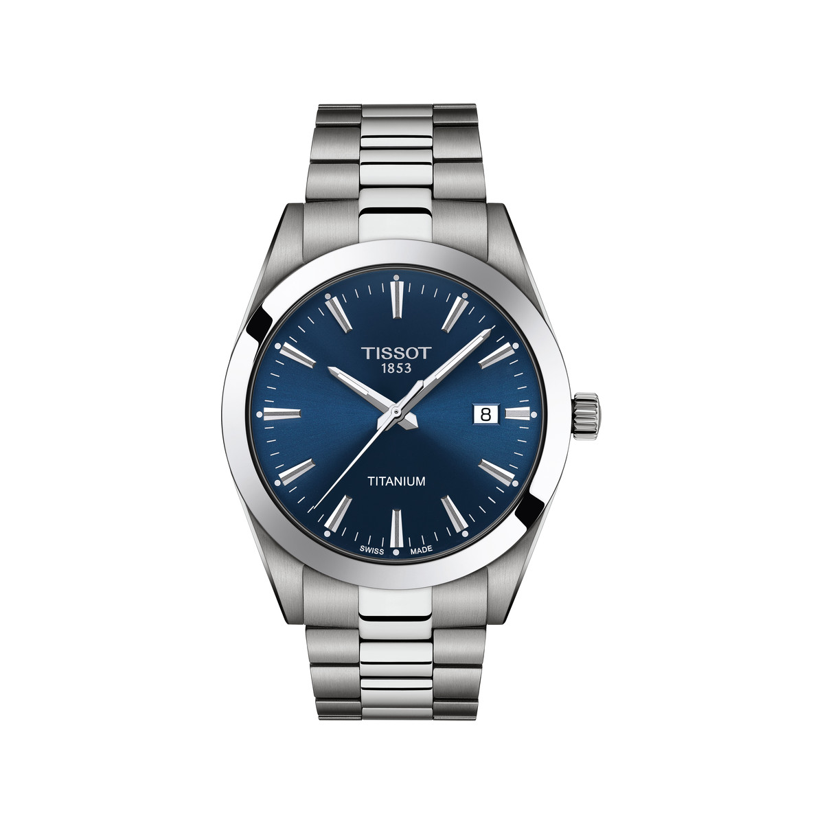 Montre TISSOT T-CLASSIC GENTLEMAN homme cadran bleu bracelet titane