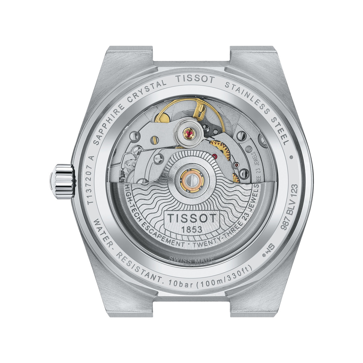 Montre TISSOT T-CLASSIC PRX POWERMATIC 80 mixte automatique cadran gris bracelet acier inoxydable - vue 3