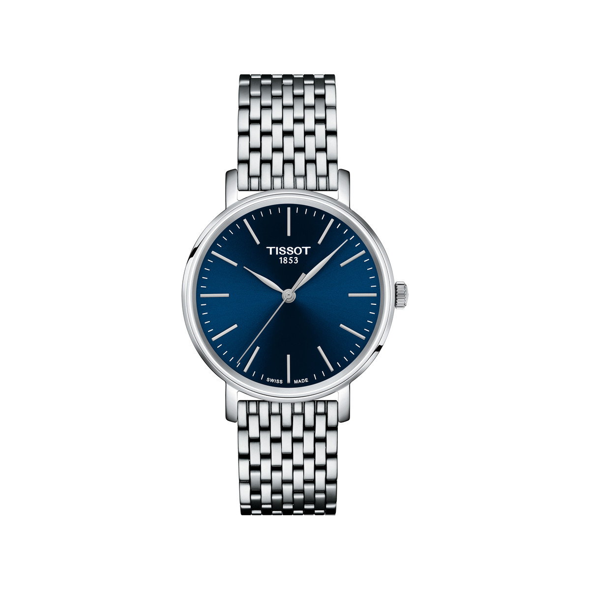 Montre TISSOT T-CLASSIC EVERYTIME mixte cadran bleu bracelet acier inoxydable