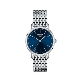 TISSOT T-CLASSIC EVERYTIME gemengde blauwe wijzerplaat roestvrij stalen armband horloge