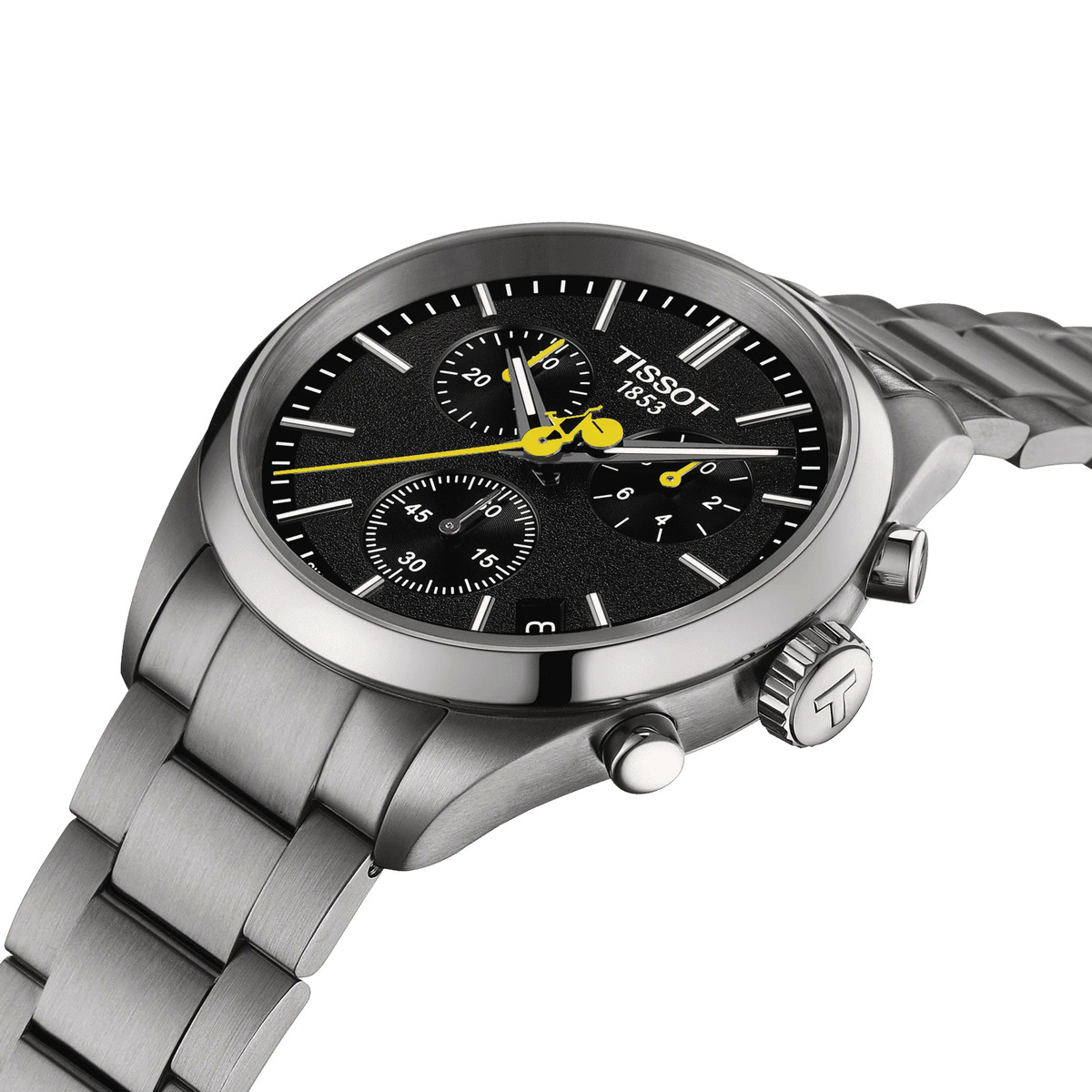 Montre TISSOT T-SPORT PR100 TOUR DE FRANCE homme cadran noir bracelet acier inoxydable - vue D1