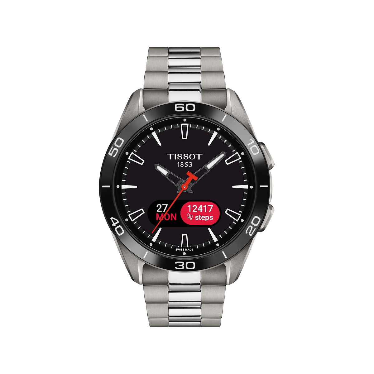 TISSOT T-TOUCH CONNECT SPORT herenhorloge zwarte wijzerplaat titanium armband