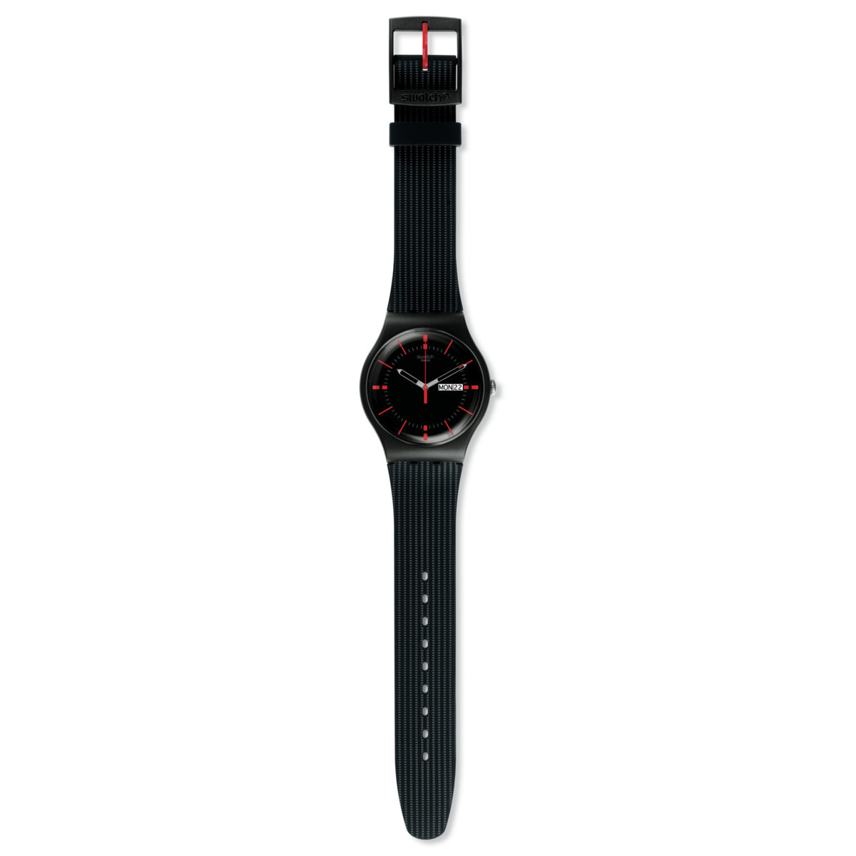 Montre SWATCH New gent biosourced Gaet homme bracelet silicone noir - vue D1