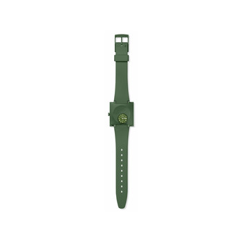Montre SWATCH Square bioceramic What if green? homme bracelet matériau biosourcé vert