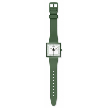 Montre SWATCH Square bioceramic What if green? homme bracelet matériau biosourcé vert